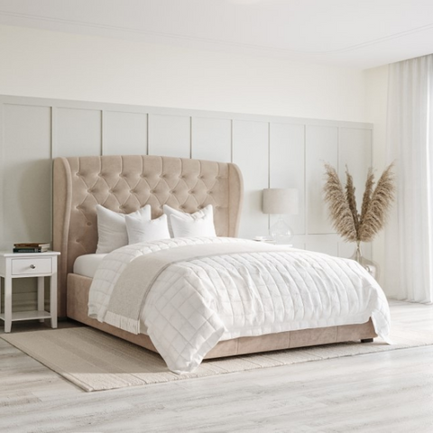Kobe Modern Upholstered Bed Without Storage In Suede