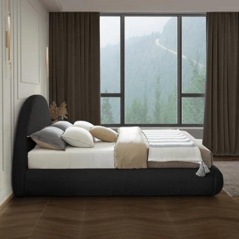 Luna Luxury Upholstered Bed In Towel Suede Fabric