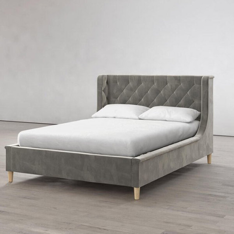 Metios Luxury Upholstered Bed In Suede