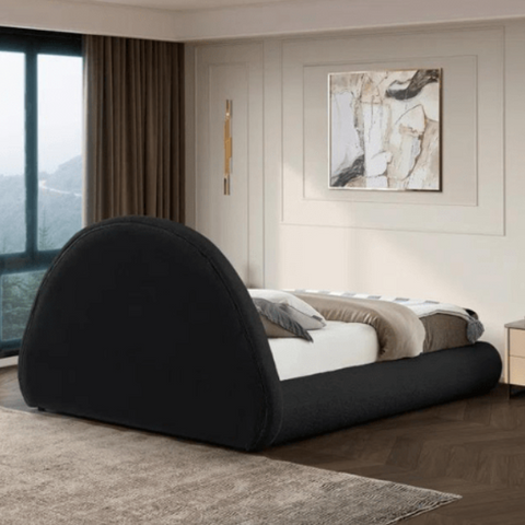 Luna Luxury Upholstered Bed In Towel Suede Fabric