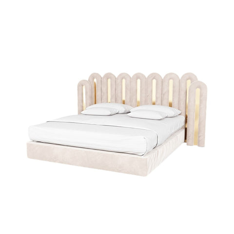 Omega Elegant Upholstered Bed  In Suede