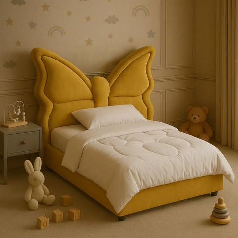 Monarch Butterfly Upholstered Kids Bed Non Storage In Suede