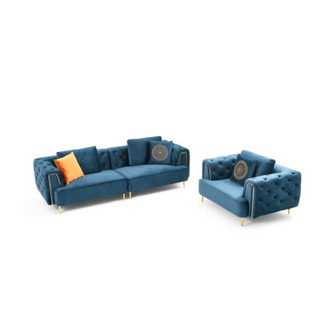 Haven Harbor Sofa Set In Velvet Fabric
