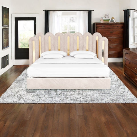 Omega Elegant Upholstered Bed  In Suede