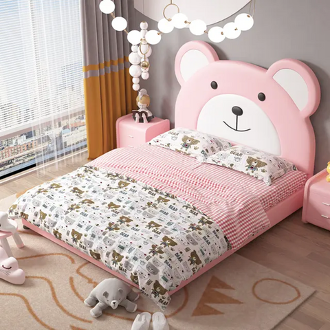 Teddy Premium Upholstered Kids Bed Hydraulic Storage In Suede