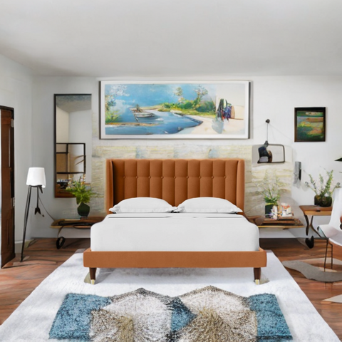 Kochi Designer Upholstered Bed In Suede