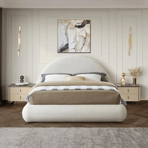 Luna Luxury Upholstered Bed In Towel Suede Fabric