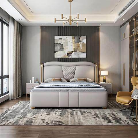 Meadow Elegance Upholstered Bed in Micro Fabric