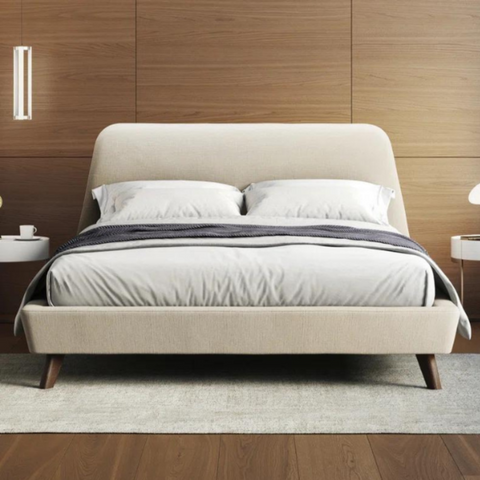 Gobbler Modern Upholstered Bed Without Storage In Suede Fabric