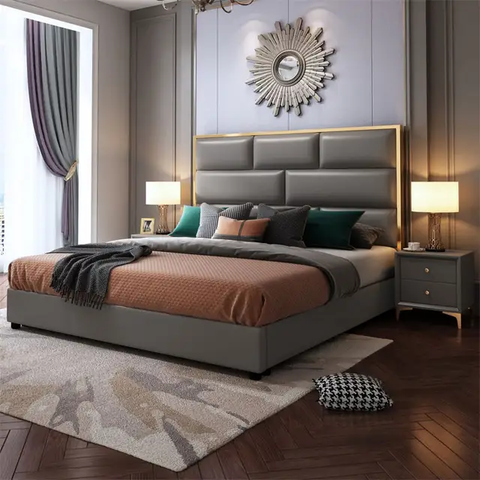 Emerald Modern Upholstered Bed In Leatherette
