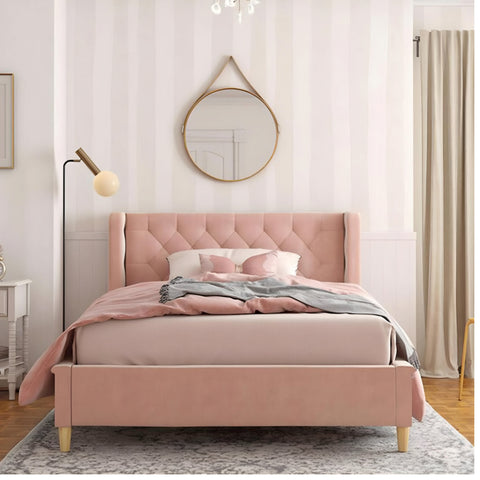 Metios Luxury Upholstered Bed In Suede