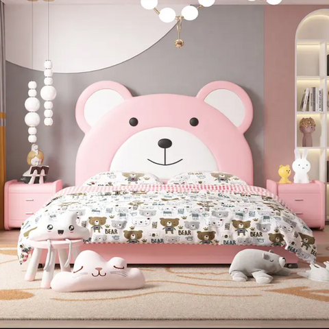 Teddy Premium Upholstered Kids Bed Hydraulic Storage In Suede