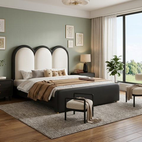 Brady Upholstered Kids Modern Bed In Suede