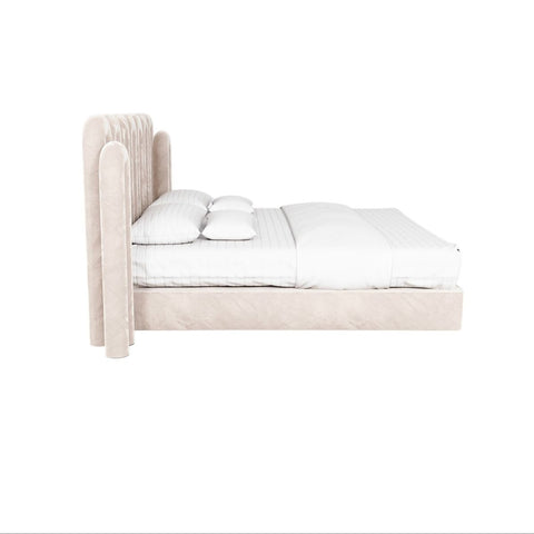Omega Elegant Upholstered Bed  In Suede