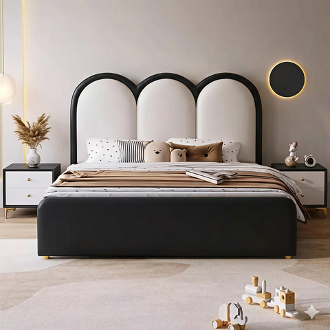 Brady Upholstered Kids Modern Bed In Suede