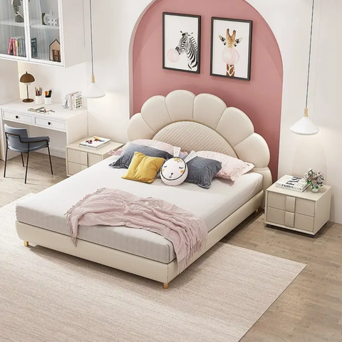 Jorge Luxury Upholstered Kids Bed In Suede