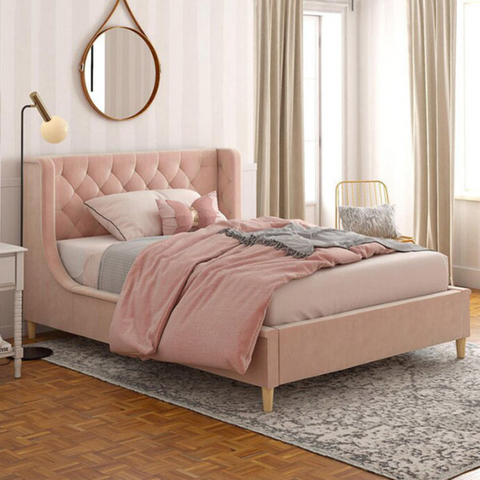 Metios Luxury Upholstered Bed In Suede