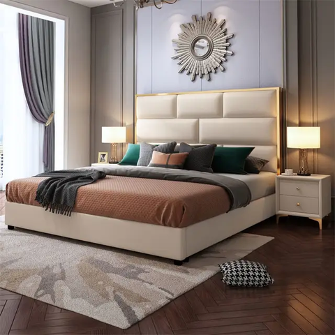 Emerald Modern Upholstered Bed In Leatherette