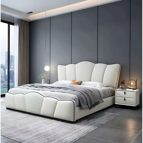 Milky White Stylish Upholstered Storage In Leatherette