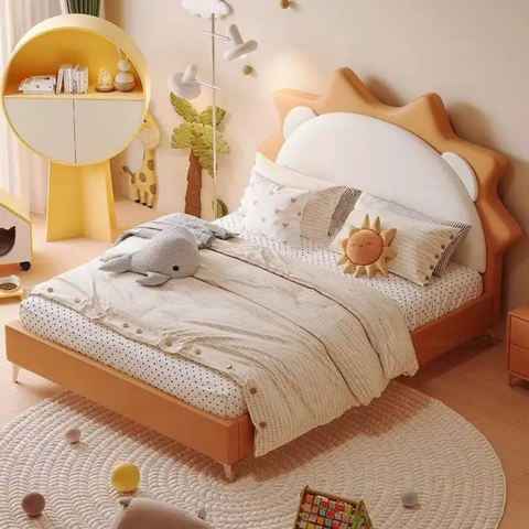 Zoomie Upholstered Kids Modern Bed In Suede