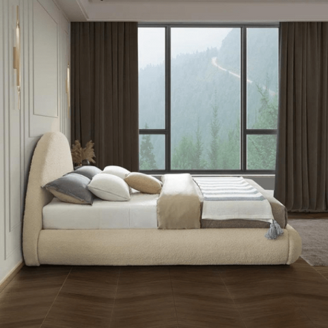 Luna Luxury Upholstered Bed In Towel Suede Fabric