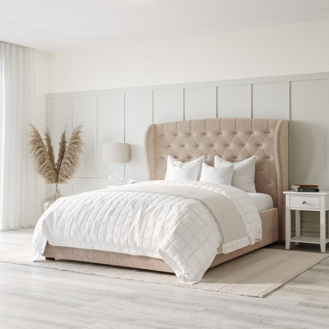 Kobe Modern Upholstered Bed Without Storage In Suede
