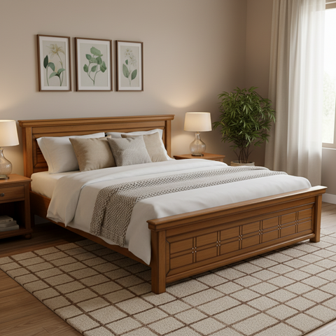 Mora Walnut Solid Wood Wooden Bed