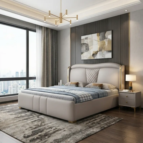 Meadow Elegance Upholstered Bed in Micro Fabric