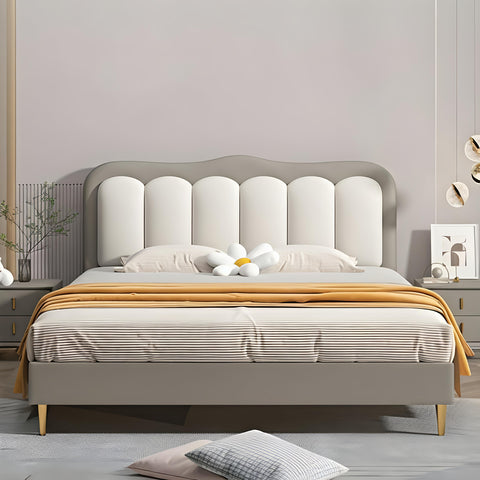 Dora Upholstered Kids Modern Bed In Suede