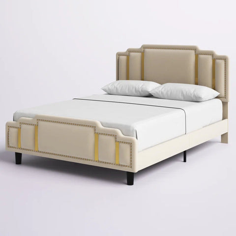 Bahmas Modern Upholstered Bed Without Storage In Suede