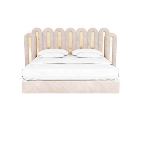 Omega Elegant Upholstered Bed  In Suede