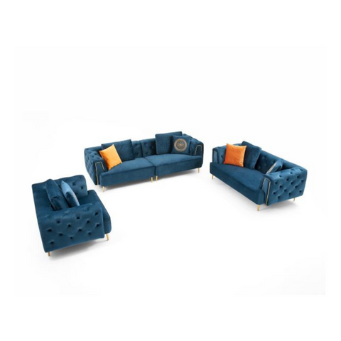 Haven Harbor Sofa Set In Velvet Fabric