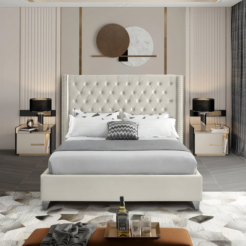 Tony Upholstered Modern Bed In Suede