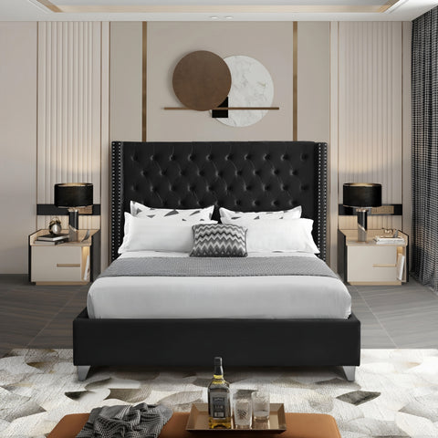 Tony Upholstered Modern Bed In Suede