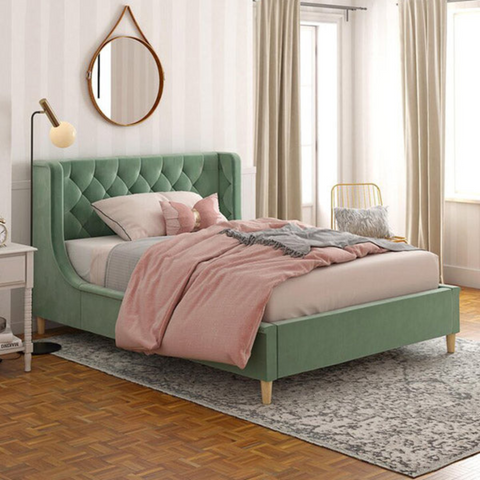 Metios Luxury Upholstered Bed In Suede