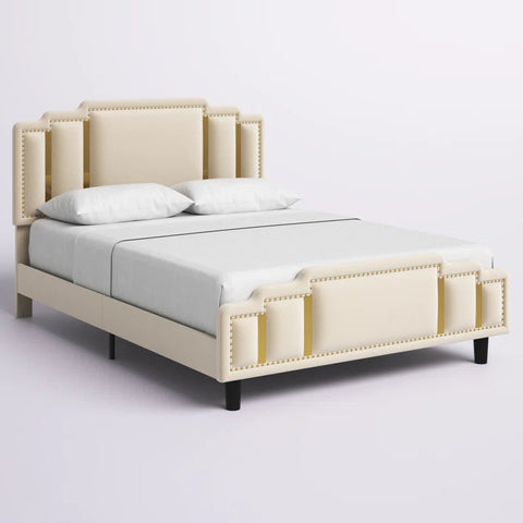 Bahmas Modern Upholstered Bed Without Storage In Suede