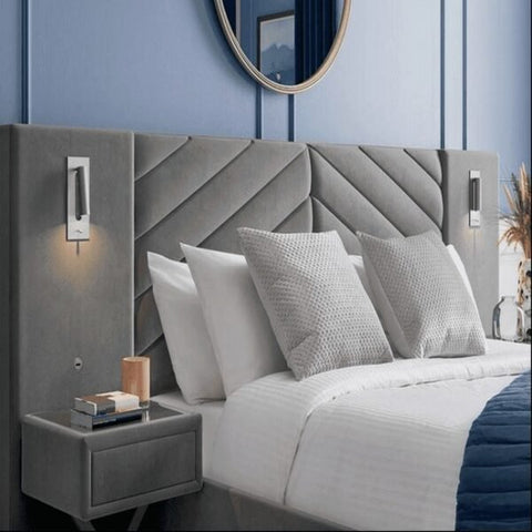 Baxton Comfy Upholstered Bed With Manual Storage and Side Tables In Suede (With Out Light)