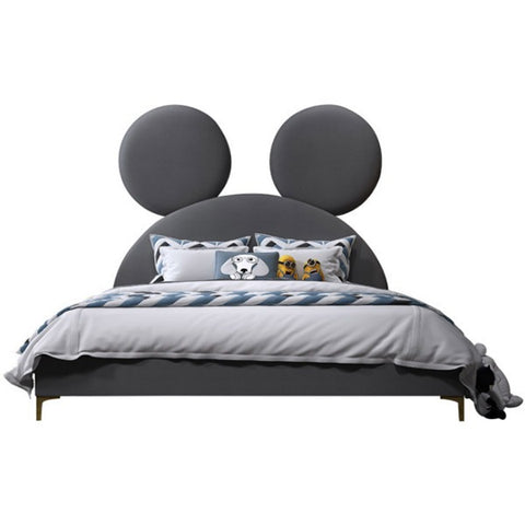 Micky Mouse Luxury Upholstered Kids Bed Hydraulic Storage In Suede