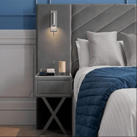 Baxton Comfy Upholstered Bed With Manual Storage and Side Tables In Suede (With Out Light)