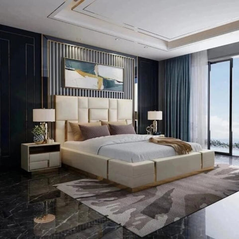 Julius Upholstered Luxury Bed With Hydraulic In Leatherette