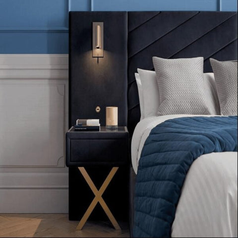 Baxton Comfy Upholstered Bed With Manual Storage and Side Tables In Suede (With Out Light)