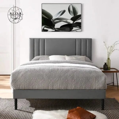Orry Upholstered Modern Bed Without Storage In Suede