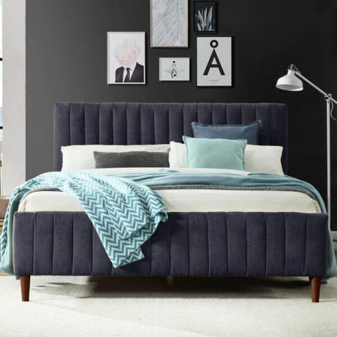 Konya Luxury Upholstered Bed Without Storage In Suede