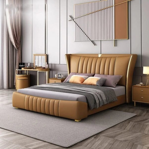 Ankara Upholstered Bed Fabric Color Options – Grey, Beige, Blue – Bed With Storage