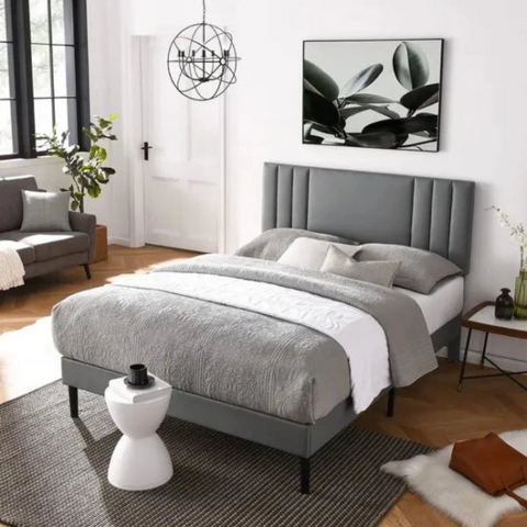 Orry Upholstered Modern Bed Without Storage In Suede